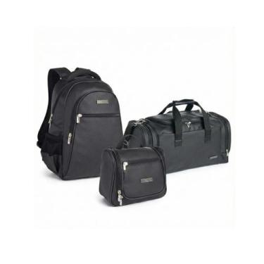 Imagem de Kit Viagem Mala de Mão + Mochila + Necessaire Viccina, Preto