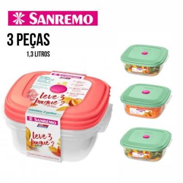 Imagem de Conjunto 3 Potes Plastico Sanremo 1,3 Litros Hermético - NoBrand