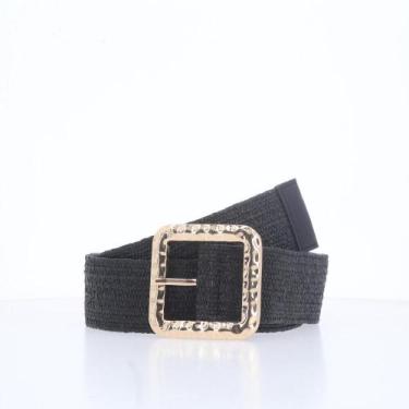 Imagem de Cinto Feminino de Ráfia com Fivela Metalizada - BAUARTE, Preto