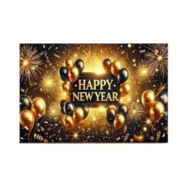 Imagem de Banner De Festa De Ano Novo Com Balões De Fogos De Artifício 2D, 1 Peç