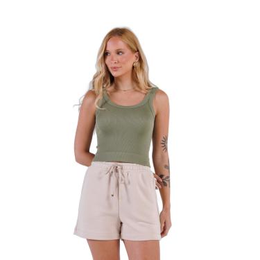 Imagem de Regata Cropped Altura Cós Sem Costura Canelada