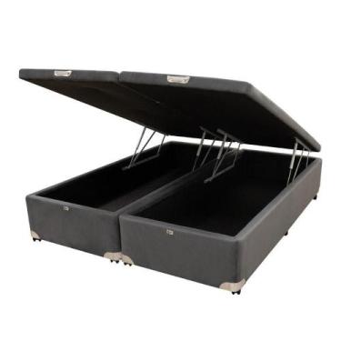 Imagem de Cama Box Baú Castor Casal Bi Partido Vellus Cinza 138x188x35cm - COLCH