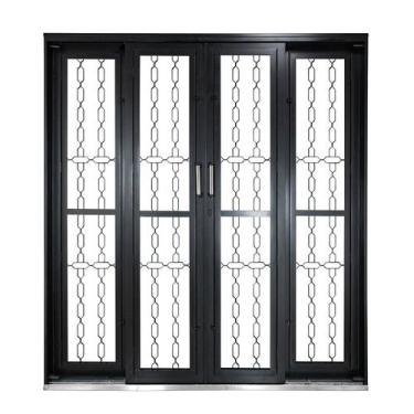 Imagem de Porta de Correr de Aço 215x200cm Pantografica Grade Elo Ideal Crv Esqu