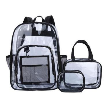 Imagem de Mochila de PVC transparente à prova d'água para laptop de 15,6 polegad