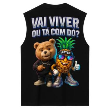 Imagem de REGATA OVERSIZED PRETA AFTER - VAI VIVER OU TÁ COM DÓ - 100% Algodão P
