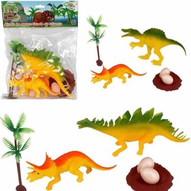Imagem de Mini Figuras de Dinossauros Kit Dinossauros 6 Peças Educativo para Cri