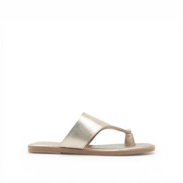 Imagem de Rasteira Couro Conforto - USAFLEX, Ouro light, 36