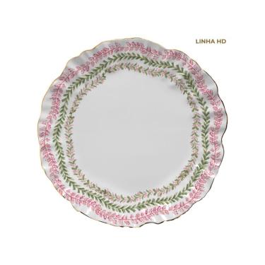 Imagem de Sousplat Pink Palm para Mesa Posta Decorativa em Cerâmica com Estampa de Folhagens Tropicais Rosa Maison Blanche