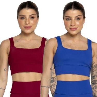 Imagem de KIT 2 Top Smart Alça Grossa Bella Fiore Alta Compressão Sem Bojo Treino Academia Moda F...