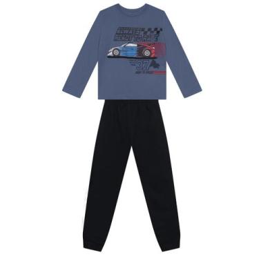Imagem de Conjunto infantil menino em moletom de carro Brandili, 6, Azul