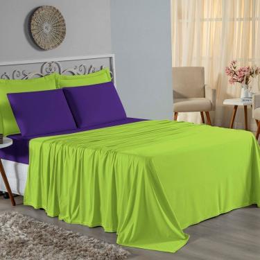 Imagem de Jogo De Cama Solteiro Nobre 3 Peças Lençol Com Elástico De 30cm De Altura Malha 100% Al...