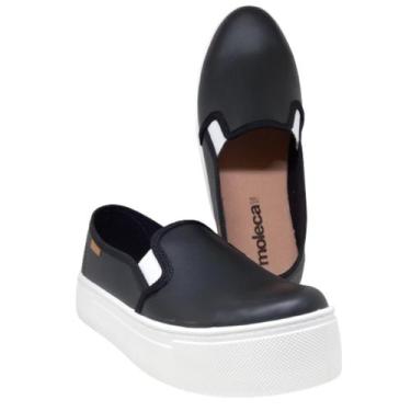 Imagem de Tênis Moleca Feminino Enfermagem Plataforma Sem Cadarço, Preto, 36