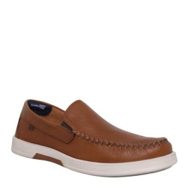 Imagem de Sapato Masculino Mocassim Calce Facil Couro Pegada 142304, Pinhão, Con