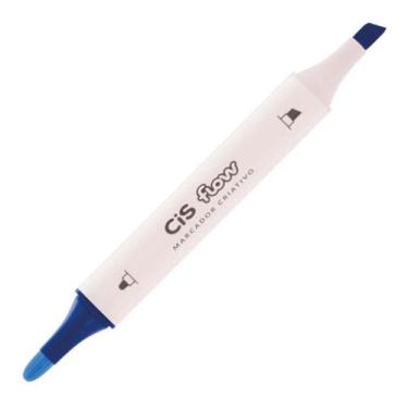 Imagem de Marcador Permanente CiS Flow Ponta Dupla - Cores Diversas, Azul Ardosi