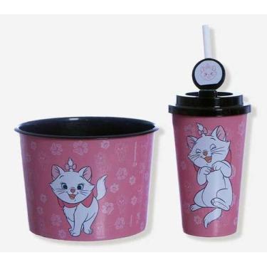 Imagem de Kit Almofada + Balde Pipoca + Copo Infantil Disney Marie - Zona Criati