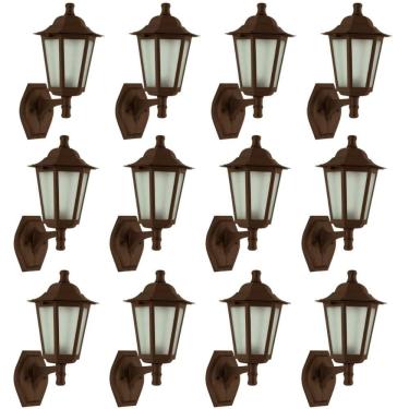Imagem de 12 Arandelas Clássica Colonial Luminárias de Parede Marrom Lente Fosca
