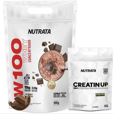 Imagem de Kit Suplemento Whey Protein W100 Sabores Nutrata 900g Creatina 300g Pu