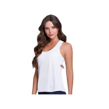 Imagem de Camiseta Regata Super Cavada Feminina Dry Fit Fitness Selene, Branco, 
