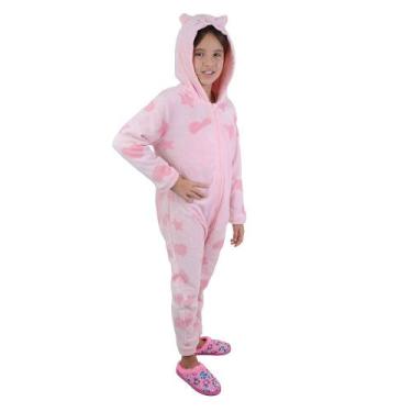Imagem de Macacão Infantil Tiptop Longo Pelucia Porquinho Rosa - 20120, 3T, Rosa