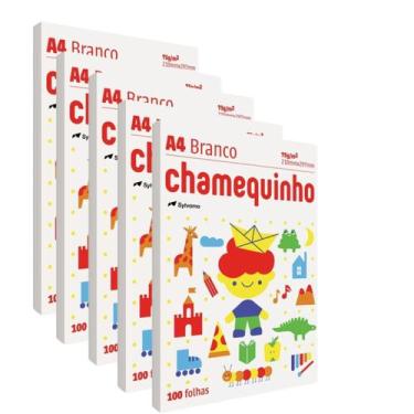 Imagem de Kit 5 Pacotes De 100 Folhas De Papel Sulfite A4 Branco 75g - Chamequin
