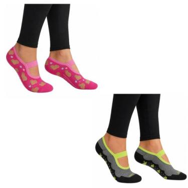 Imagem de Kit 2 Pares Meia Sapatilha Pilates Fitness Antiderrapante - Rikam, Sor