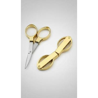 Imagem de Tesoura Dobrável Aço Inox Dourada 10,5cm - Congratulations Store