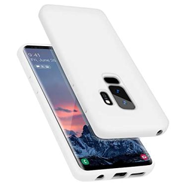 Imagem de E Segoi Capa para Samsung Galaxy S9 Plus, capa de borracha de gel de silicone líquido à prova de choque, almofada de forro de microfibra macia compatível com Galaxy S9+ 6,2 polegadas (branca)