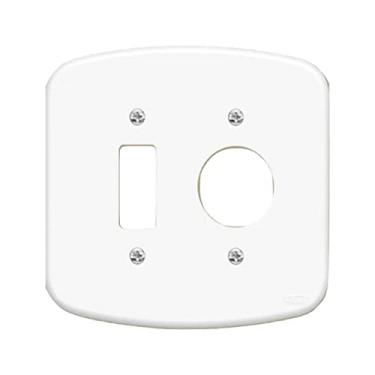 Imagem de Placa 4 x 4 1 Interruptor + 1 Tomada Redonda Fame