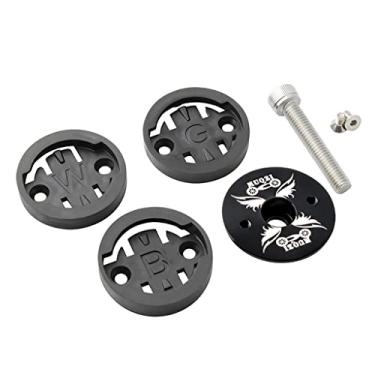 Imagem de gazechimp Montagem da bicicleta da liga compatível com garmin/bryton/wahoo bicicleta headset passo tampa superior para a instalação de navegação gps da - Preto