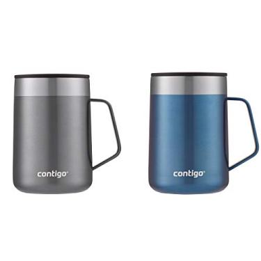Imagem de Contigo Streeterville Caneca de viagem de aço inoxidável com tampa à prova de salpicos; milho azul 400 ml pacote com 2