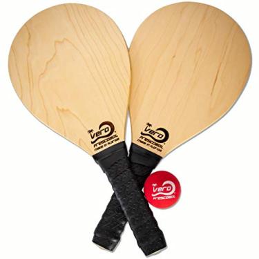 Imagem de Vero Frescobol americano Birch Madeira Praia Frescobol Paddle Set, Duas bolas oficiais, Tote-Saco, EUA