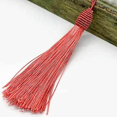 Imagem de 6 pçs/lote 15 cm corda pendurada borlas de seda franja costura franja borla guarnição chave borlas para cortina embelezar diy, melancia vermelha