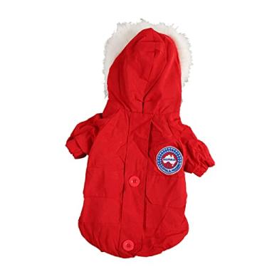 Imagem de Casacos de inverno com capuz para cachorro, casaco de inverno com capuz para cachorros de estimação, roupas quentes de inverno para cães pequenos e médios(M)