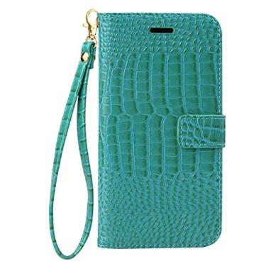 Imagem de YINGDAFENG Capa flip para iPhone 14/14 Pro/14 Plus/14 Pro Max, capa carteira de couro de crocodilo com porta-cartões e função de suporte alça de pulso capa interna de TPU magnético, azul, 14 plus 6,7 polegadas