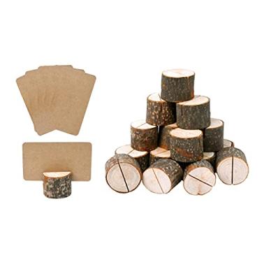 Imagem de Mandala Crafts Porta-cartões de madeira para mesa – Porta-cartões de madeira para mesa de presente de casamento e fotos – 20 suportes para números de mesa de madeira rústica, 30 cartões