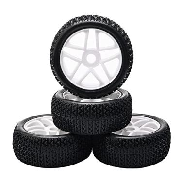 Imagem de 4PCS 17mm Hex 5 Spokes Plastic Hub Wheel Rim Rubber Tires for RC 1:8 Off-Road Buggy