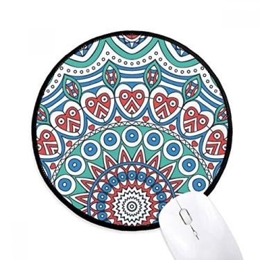 Imagem de Mouse pad de impressão repetida pano azul colorido Herat Art Desktop Office Tapete redondo para computador