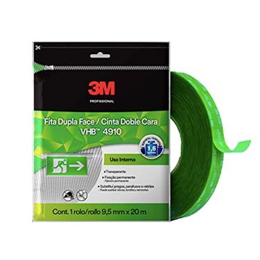 Imagem de 3M, Fita VHB, Dupla-face, Adesivo Transferível, 9,5 mm x 20 m, Transparente, 4910