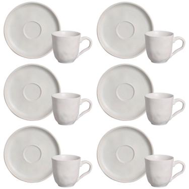 Imagem de Conjunto com 6 Xícaras e Pires para Café Porto Brasil Bio Vit em Stoneware Cinza - 120 ml