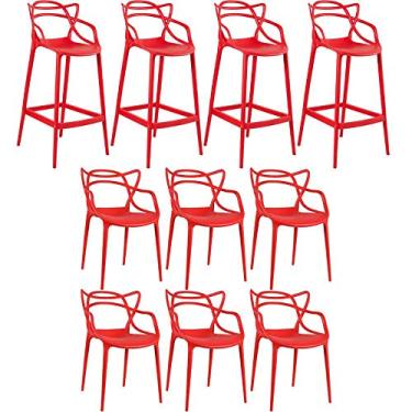 Imagem de Loft7, Kit 6 cadeiras + 4 banquetas altas Masters Allegra Vermelho