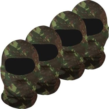Imagem de Kit 4 balaclavas balaclava touca toca ninja bandana UV50+ Cor:Verde camuflado exército