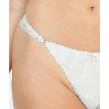 Imagem de Calcinha Fio Dental String Canelada Recorte Renda Mari-83180