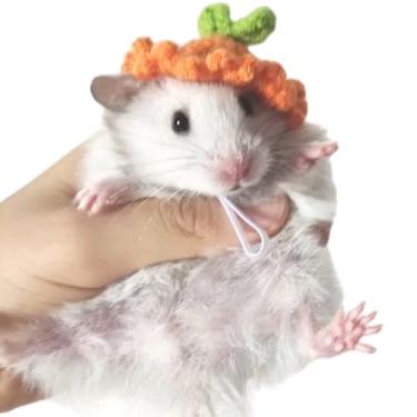 Imagem de Chapéu de hamster mini animais pequenos com alça ajustável adoráveis chapéus pequenos de malha à mão para lagarto, porquinho-da-índia réptil roupas de festa de Natal acessórios de fantasia (GG, médio)