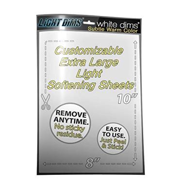 Imagem de Folhas autoadesivas de escurecimento/suavização LightDims White Dims para luzes LED agressivas 20,3 x 26,7 cm Tamanho (1 folha) Cor quente sutil e (1 folha) Presente misterioso grátis. A embalagem