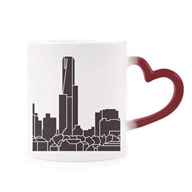 Imagem de Caneca sensível ao calor com traço de arranha-céus da cidade da Austrália, copo de grés que muda de cor vermelha