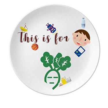 Imagem de Prato de porcelana para o corpo de rabanete branco com depressão vegetal para jantar redondo