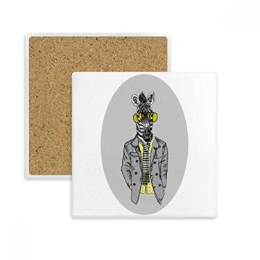 Imagem de Copos amarelos Pinto Cinza Popular Animal Quadrado Porta-copos Caneca Suporte Subplaca Pedra Isolamento