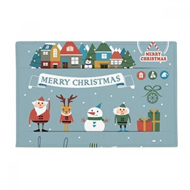 Imagem de DIYthinker Tapete de Natal com boneco de neve, Papai Noel, tapete antiderrapante para porta de banheiro