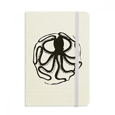 Imagem de Caderno com estampa de vida marinha de polvo preto, capa dura de tecido, diário clássico
