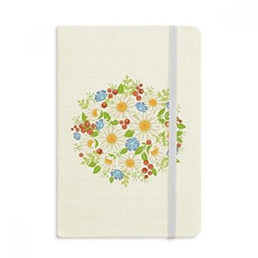 Imagem de Caderno branco com folhas de crisântemo e flores de frutas, capa dura oficial, diário clássico